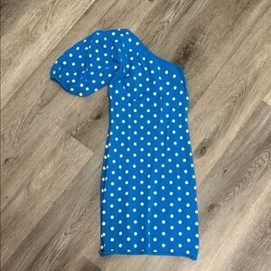 Zara Blue Polka Dot One-Shoulder Dress